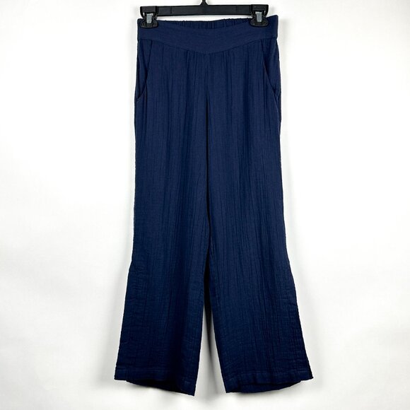 Soft Surroundings Gauze Pull-On Wide Leg Navy Blue Pants Size PXS Petite - Picture 1 of 13